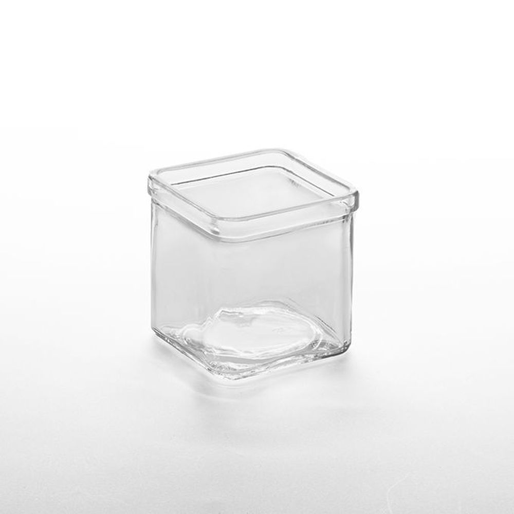 American Metalcraft Clear Glass Square Jar, 8 Ounce Capacity -- 24 Per Case