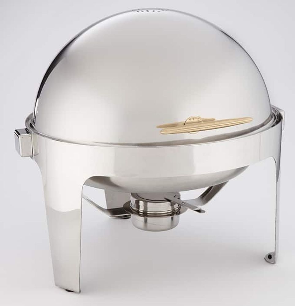 American Metalcraft Silver Stainless Steel Round Adagio Chafer With Gold Handle, 18 X 18-1/2 X 18 Inch