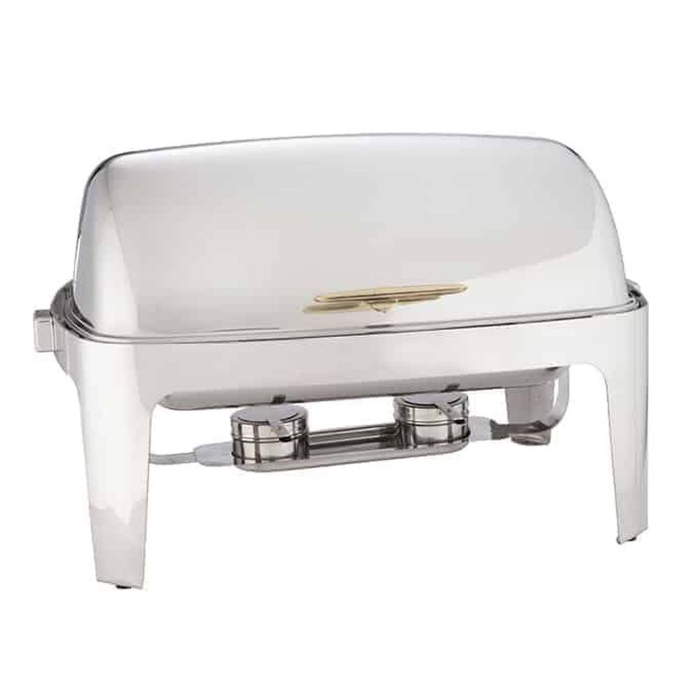 American Metalcraft Silver Stainless Steel Rectangular Adagio Chafer With Gold Handle, 26-1/2 X 19-1/2 X 17-1/2 Inch