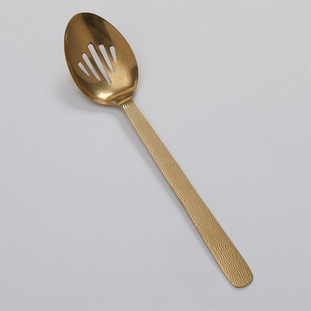 American Metalcraft Vintage Collection Gold Stainless Steel Slotted Spoon With Hammered Handle, 13 1/4 Inch Length -- 72 Per Case