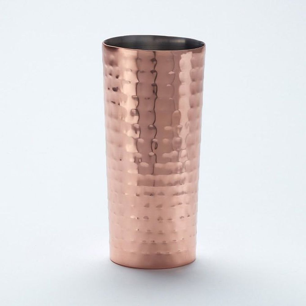 American Metalcraft Copper Hammered Stainless Steel Double-wall Collins Glass, 14 Ounce Capacity -- 12 Per Case