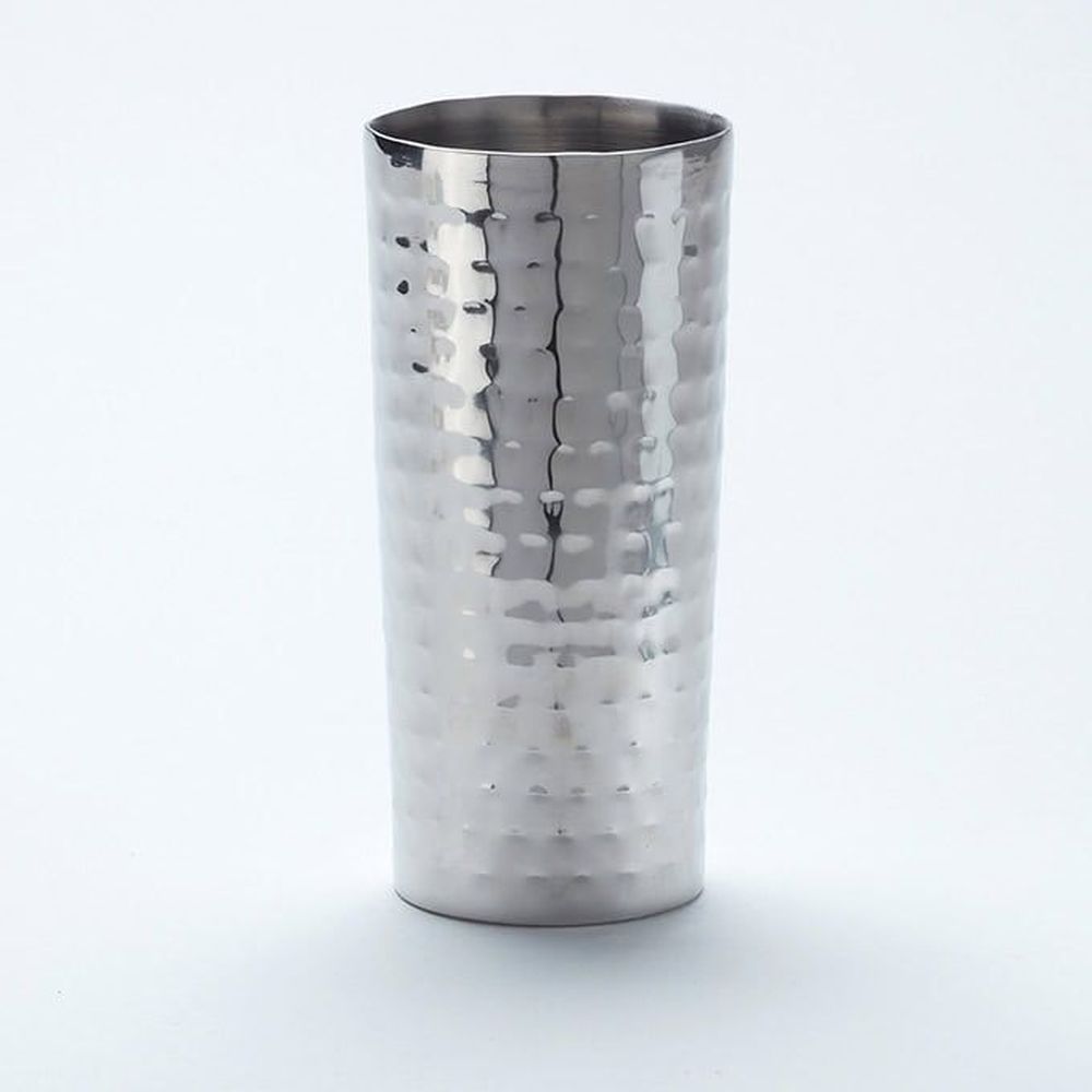 American Metalcraft Silver Hammered Stainless Steel Double-wall Collins Glass, 14 Ounce -- 12 Per Case
