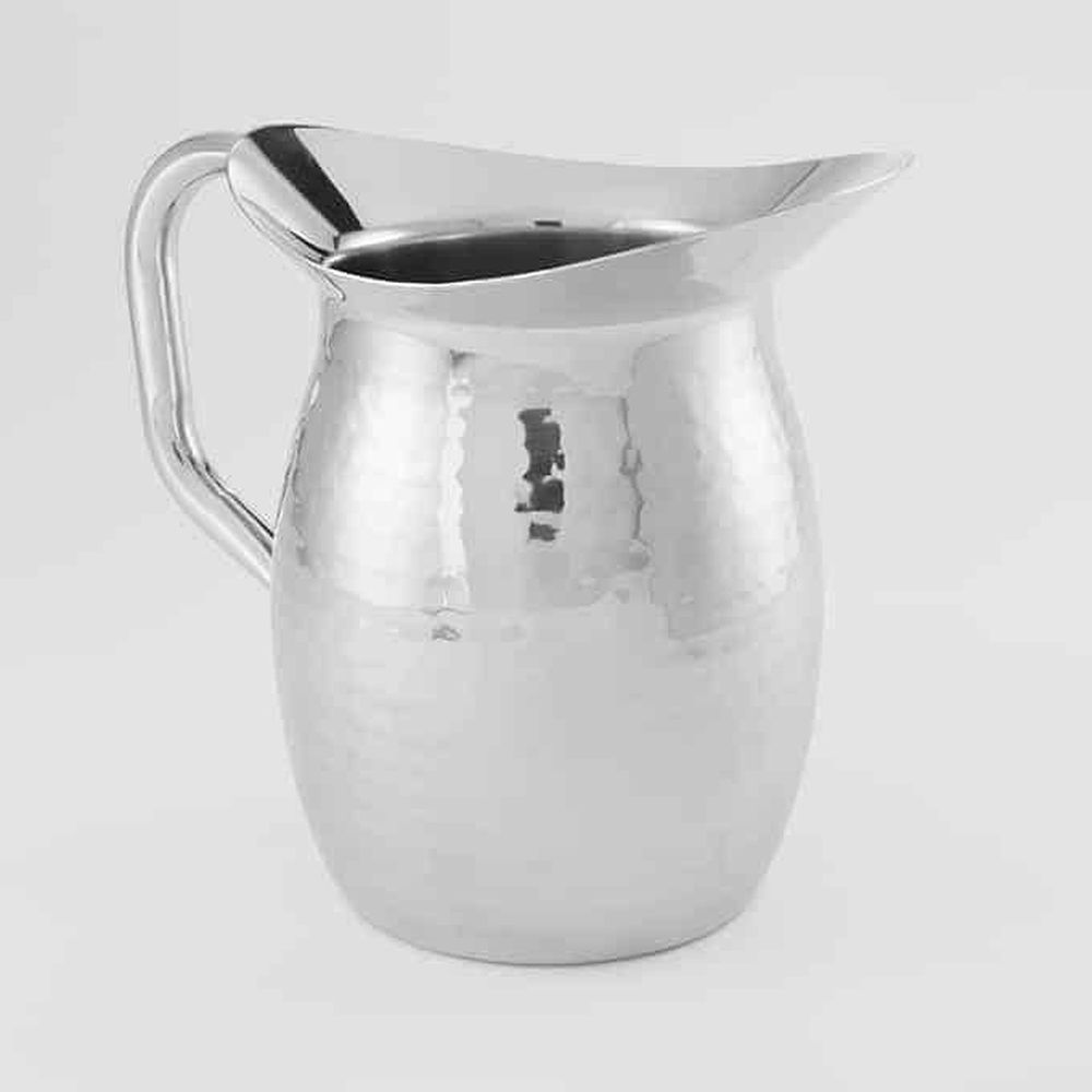 American Metalcraft Silver Hammered Stainless Steel Double-wall Bell Pitcher, 64 Ounce Capacity -- 6 Per Case