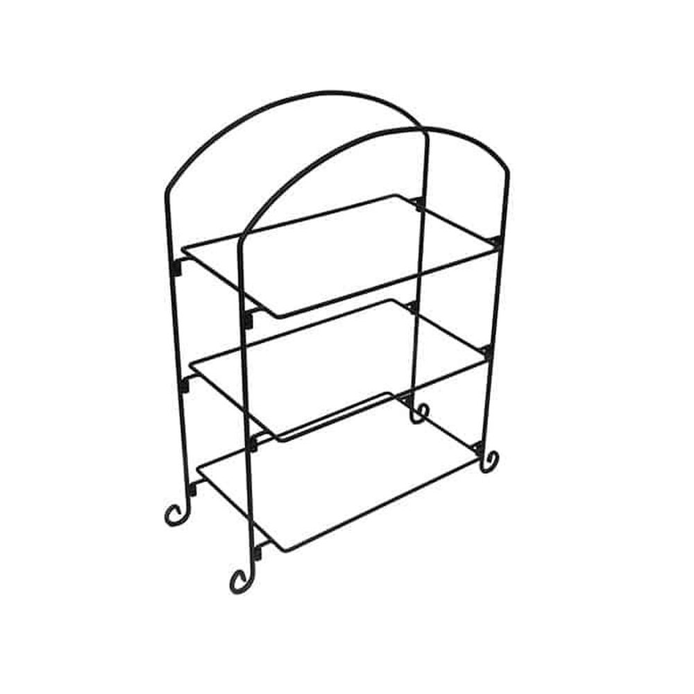 American Metalcraft Black Wrought Iron Rectangular Three-tier Stand, 24-1/2 X 12-9/16 X 32-3/8 Inch