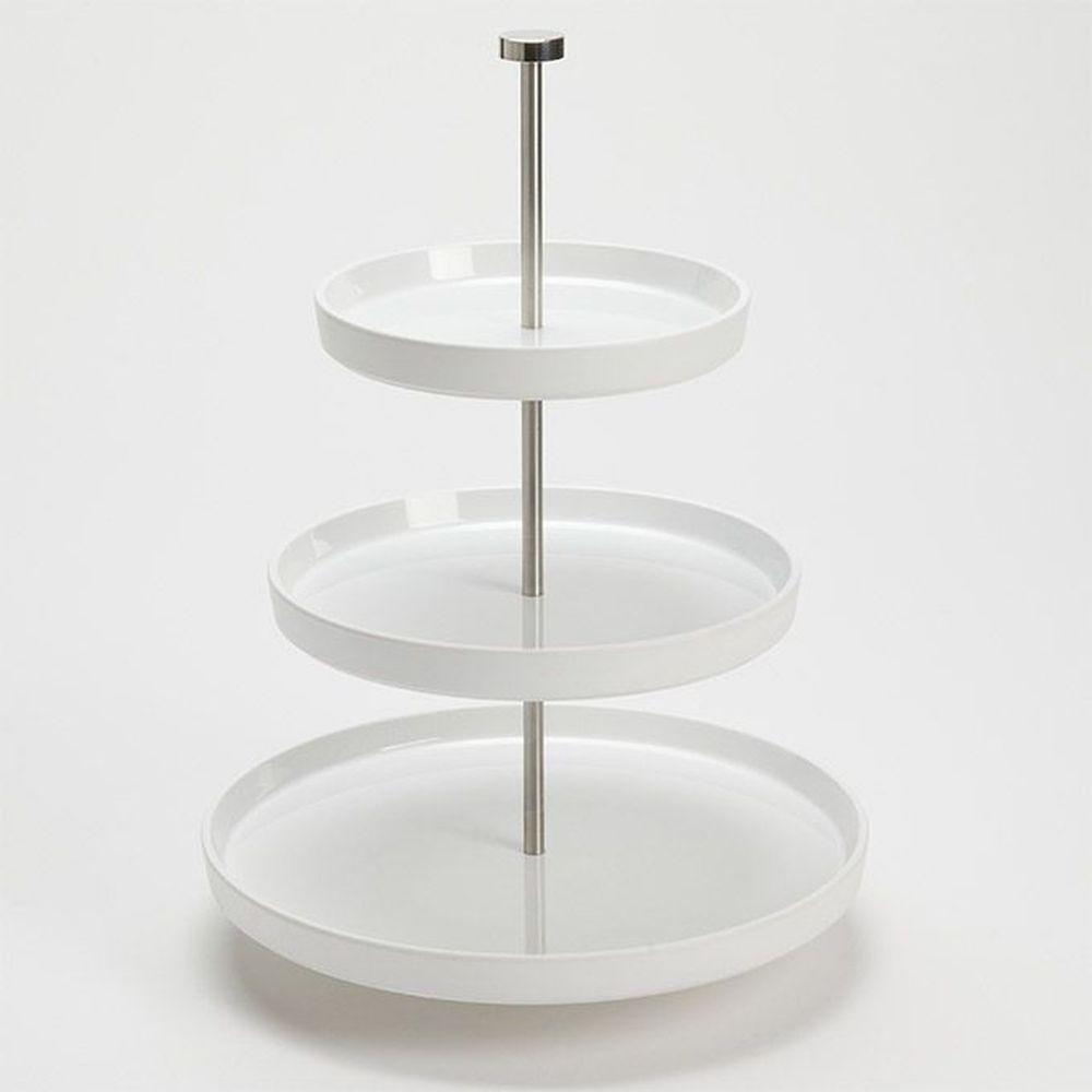American Metalcraft Lift Collection Stainless Steel Tiered Stand With White Melamine Plate, 17-1/2 Inch Height -- 4 Per Case