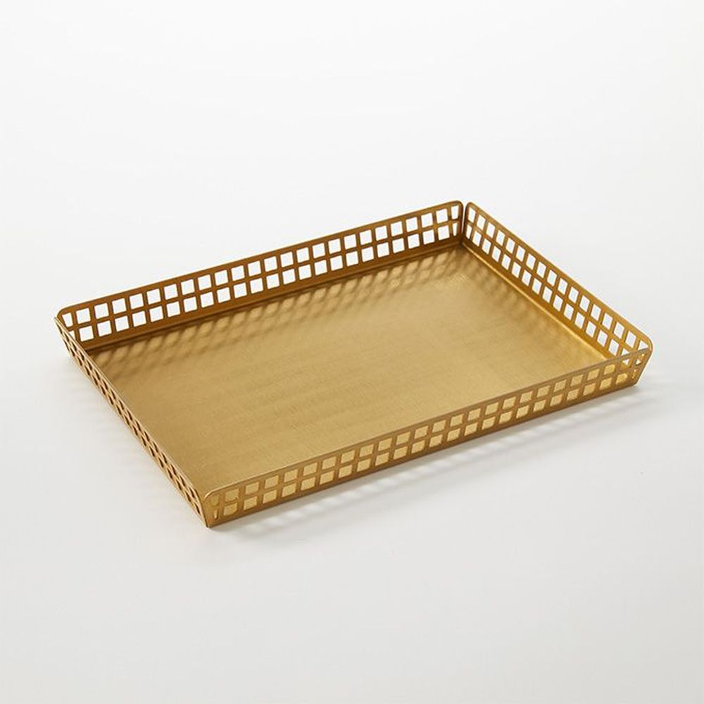 American Metalcraft Gold Stainless Steel Laser Cut Rectangular Platter Fry Basket, 10 Inch Length -- 24 Per Case