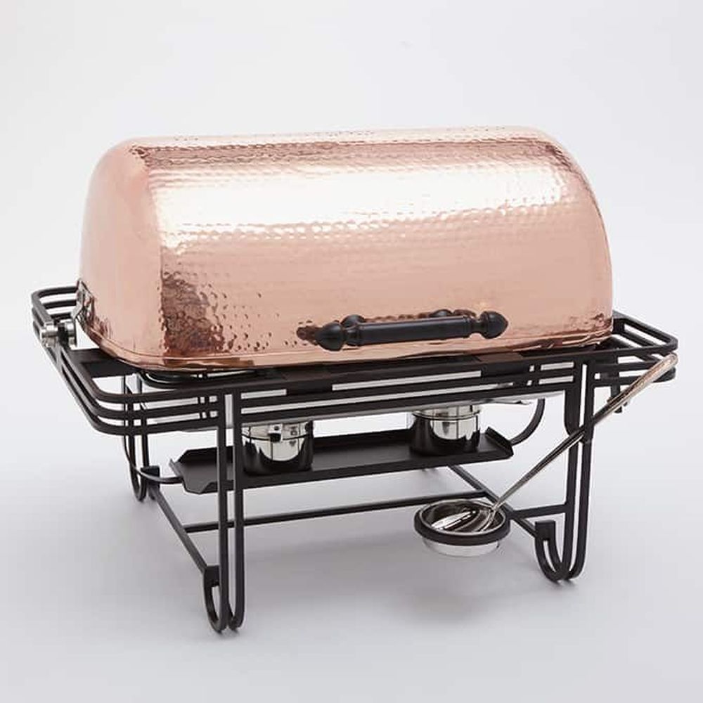 American Metalcraft Mesa Collection Copper Stainless Steel Rectangular Roll-top Chafer, 8 Quart Capacity