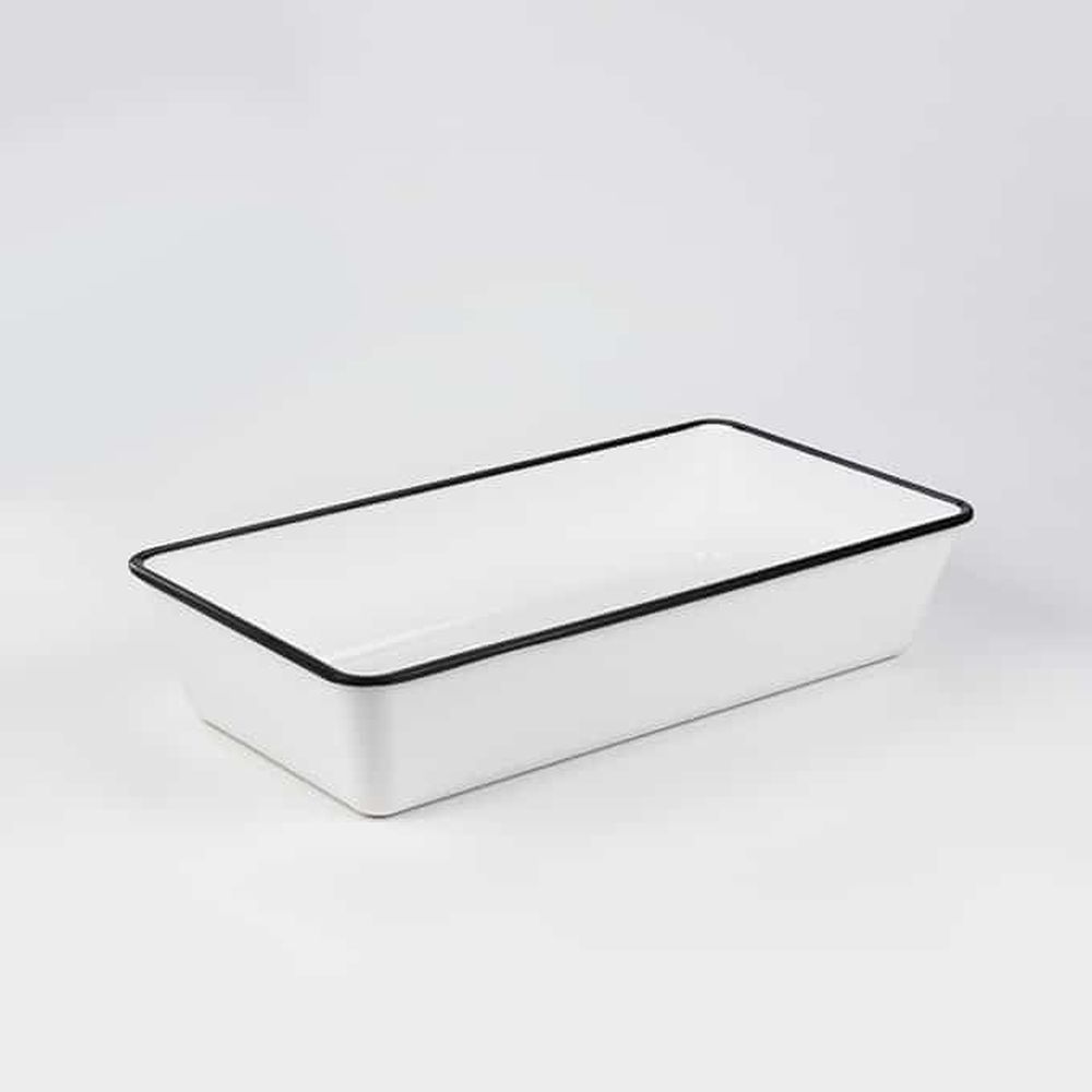 American Metalcraft White Melamine Rectangular Bowl With Black Rim, 144 Ounce Capacity -- 12 Per Case