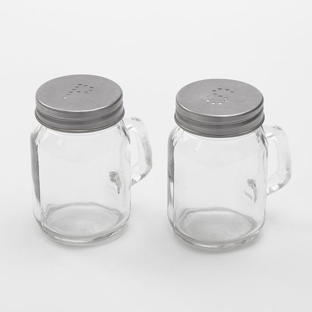 American Metalcraft Glass Mason Jar Salt And Pepper Shaker Set With Stainless Steel Lid, 4 Ounce Capacity -- 48 Per Case