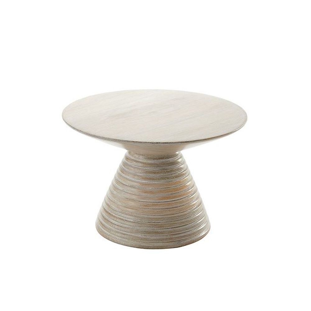American Metalcraft Hampton Collection Sun-bleached Mango Wood Ribbed Pedestal, 9 Inch Top Dia. X 6 1/4 Inch Height -- 4 Per Case