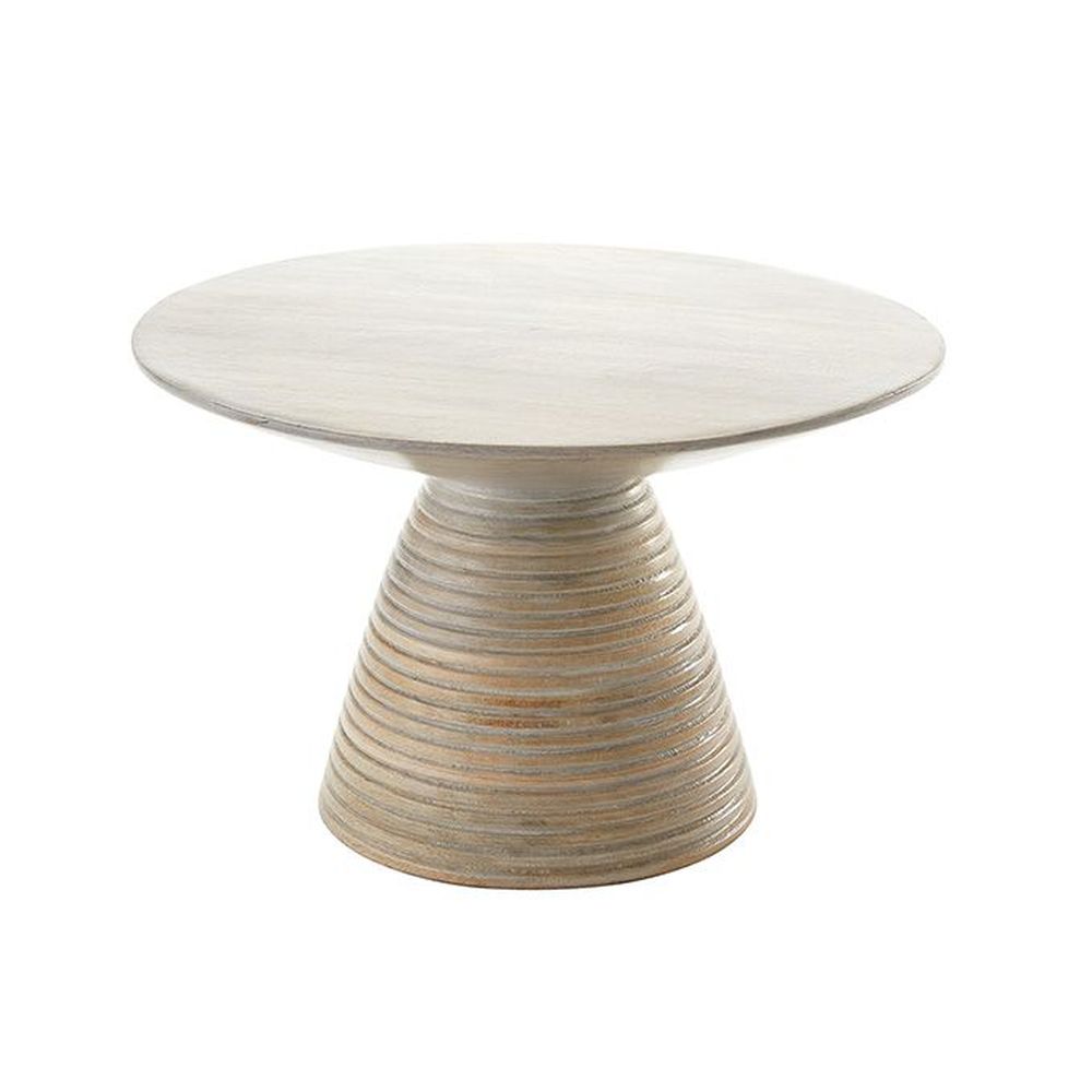 American Metalcraft Hampton Collection Sun-bleached Mango Wood Ribbed Pedestal, 11-1/2 Inch Top Dia. X 7-1/4 Inch Height -- 3 Per Case