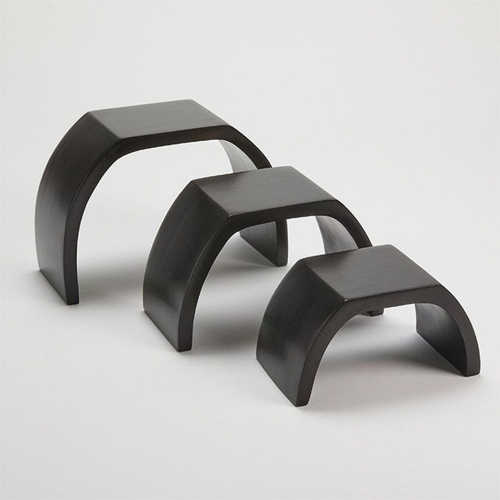 American Metalcraft Upton Collection Espresso Mango Wood Arched Riser Set, Set Of 3 -- 3 Per Case