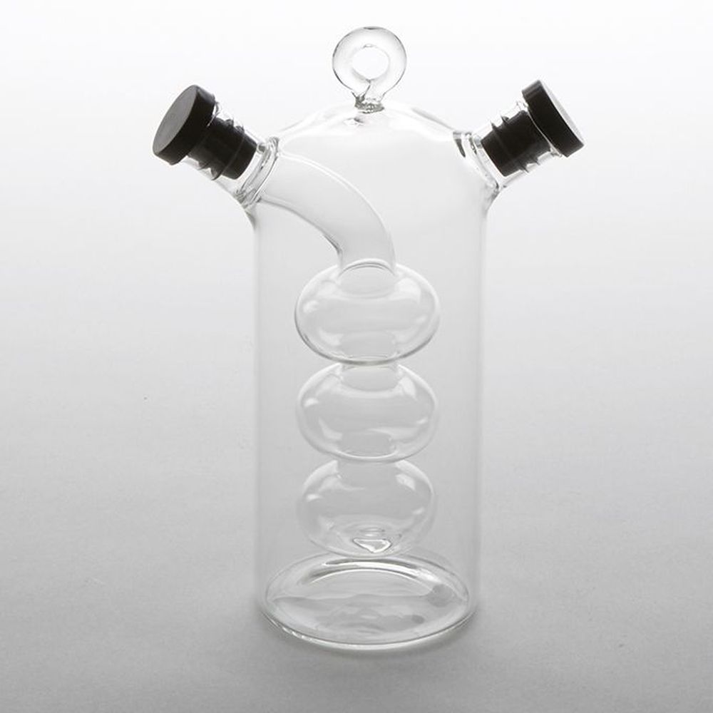 American Metalcraft Clear Glass Oil And Vinegar Cruet With Black Silicone Lid, 2 1/2 Inch Dia. X 6 1/4 Inch Height -- 48 Per Case