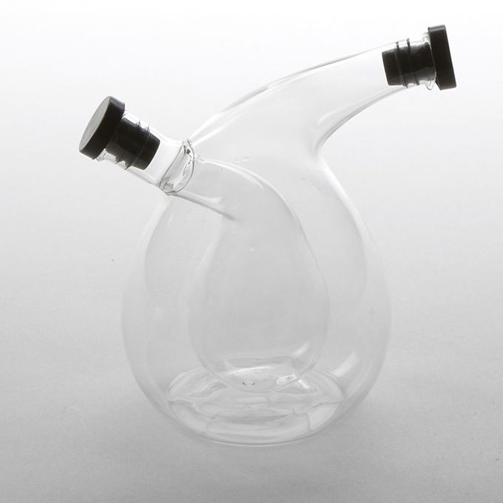 American Metalcraft Clear Glass Oil And Vinegar Cruet With Black Silicone Lid, 3 3/4 Inch Dia. X 5 3/4 Inch Height -- 24 Per Case