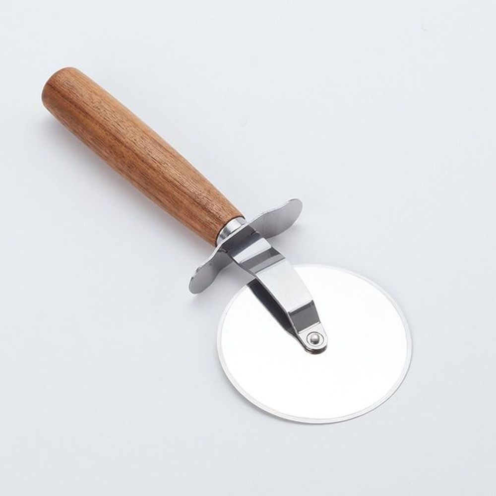 American Metalcraft Silver Stainless Steel Pizza Cutter With Brown Acacia Wood Handle, 9-1/2 Inch Overall -- 96 Per Case