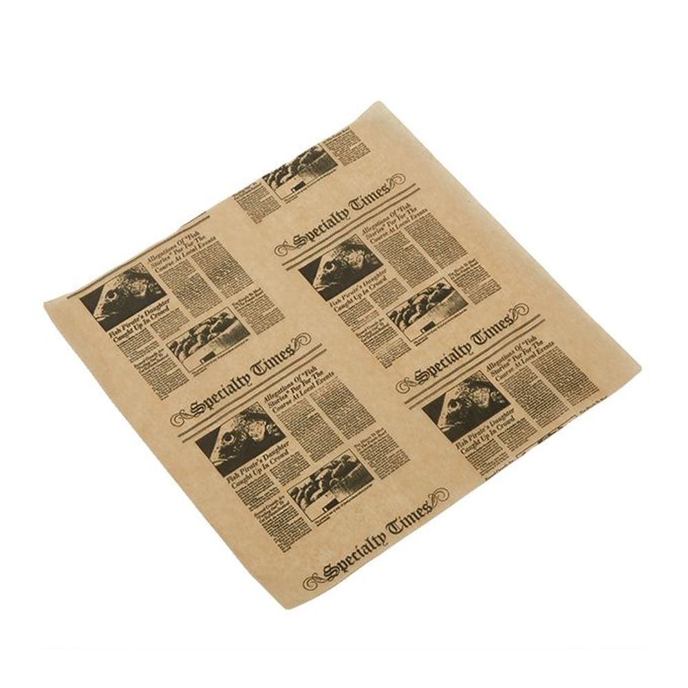 American Metalcraft Natural Newspaper Print 12 Inch Square Fry Paper, 1000 Count -- 3 Per Case