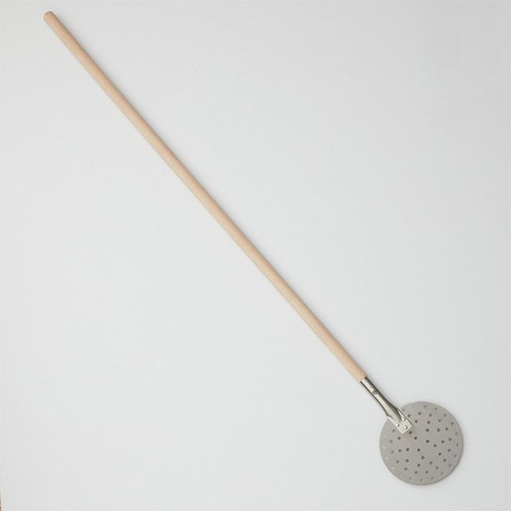 American Metalcraft Stainless Steel Round Perforated Blade Pizza Peel With Light Brown Wood Handle, 8 Inch Dia. X 57-3/4 Inch Length -- 12 Per Case
