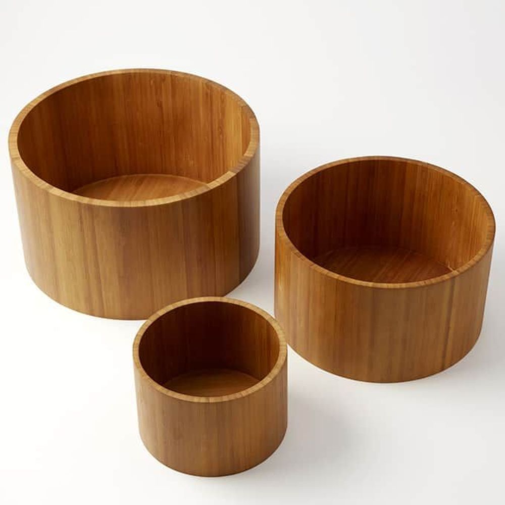 American Metalcraft Brown Bamboo Round Riser Set, Set Of 3 -- 2 Per Case