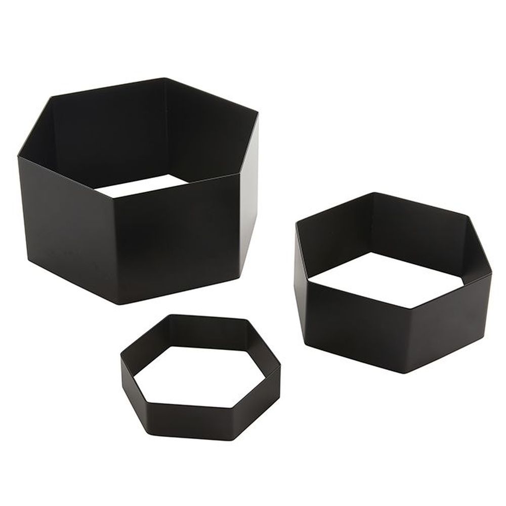 American Metalcraft Black Stainless Steel Geo Hexagon Riser Set, Set Of 3 -- 6 Per Case