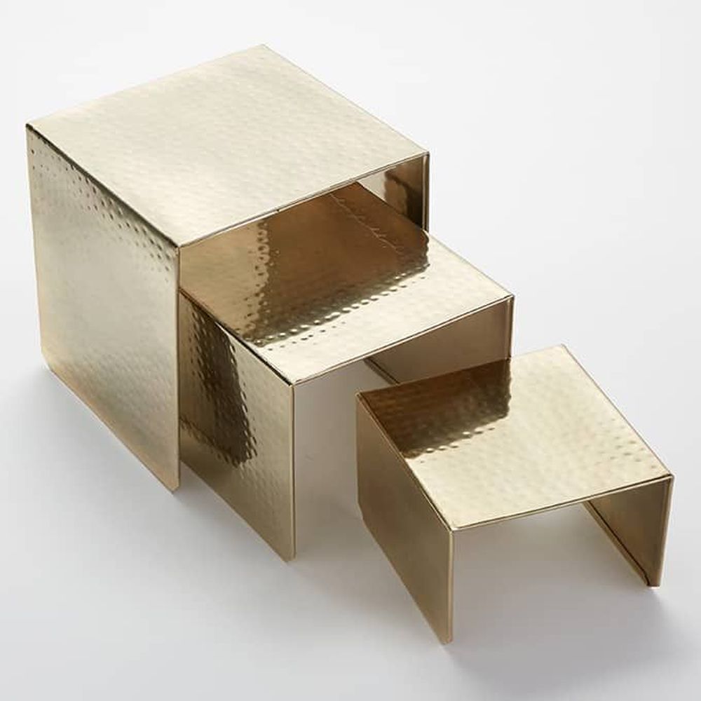 American Metalcraft Gold Stainless Steel Nesting Square Riser Set, Set Of 3 -- 6 Per Case
