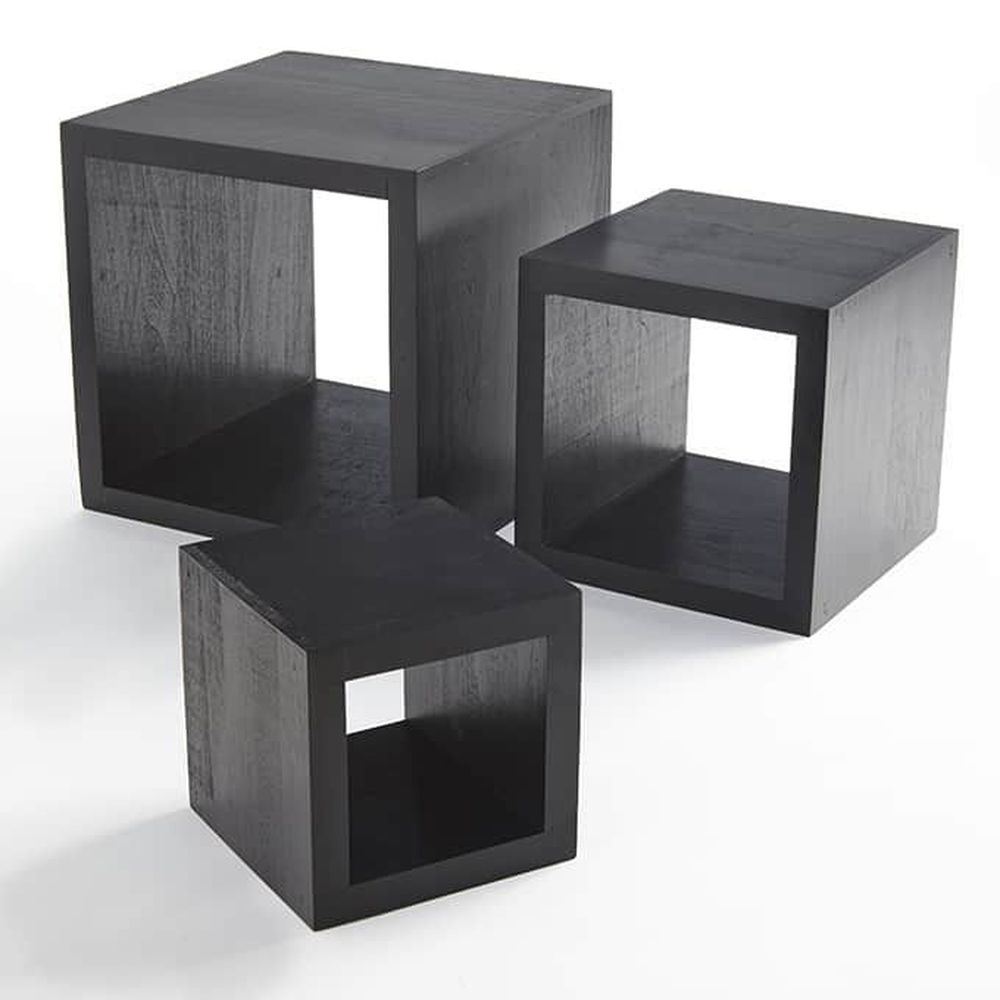 American Metalcraft Black Wood Square Riser Set, Set Of 3 -- 2 Per Case