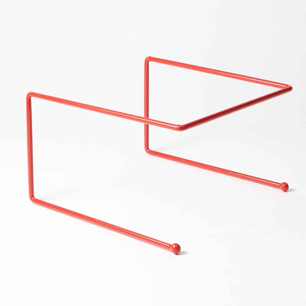 American Metalcraft Red Steel Universal Rubberized Rectangular Pizza Stand, 9 X 8-3/4 X 7 Inch -- 6 Per Case