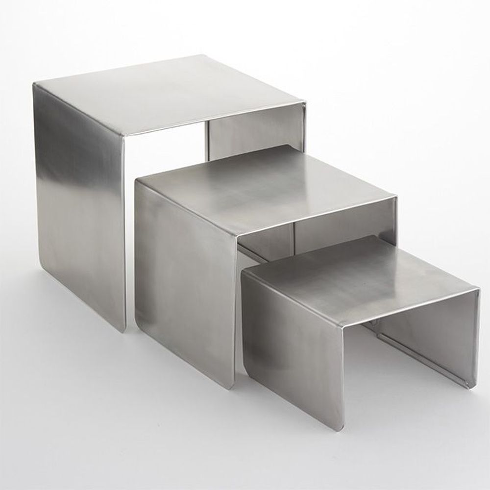 American Metalcraft Black Satin Finish Stainless Steel Nesting Square Riser Set, Set Of 3 -- 6 Per Case