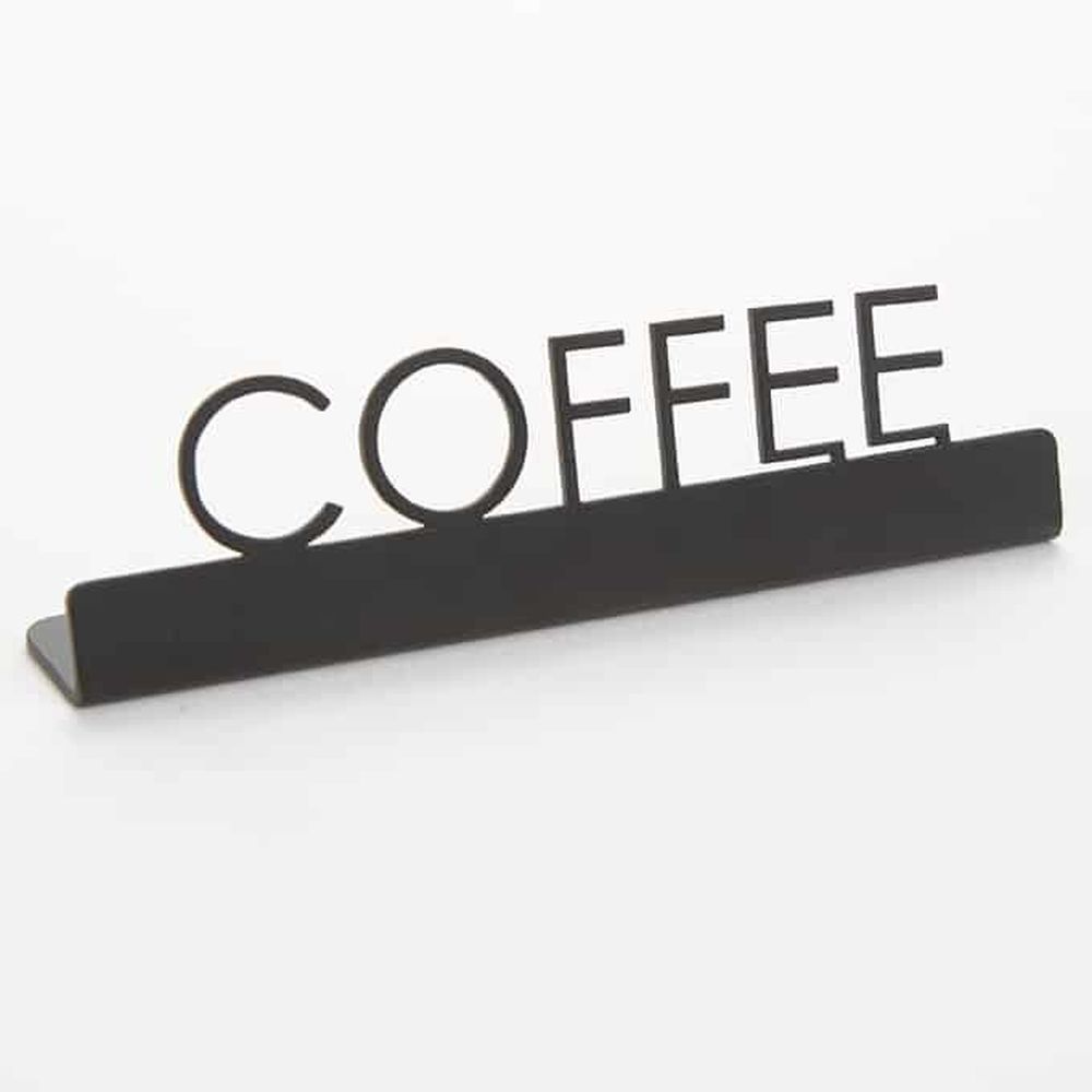 American Metalcraft Black Stainless Steel Coffee Laser Cut Sign, 5 X 7/8 X 1-1/4 Inch -- 144 Per Case
