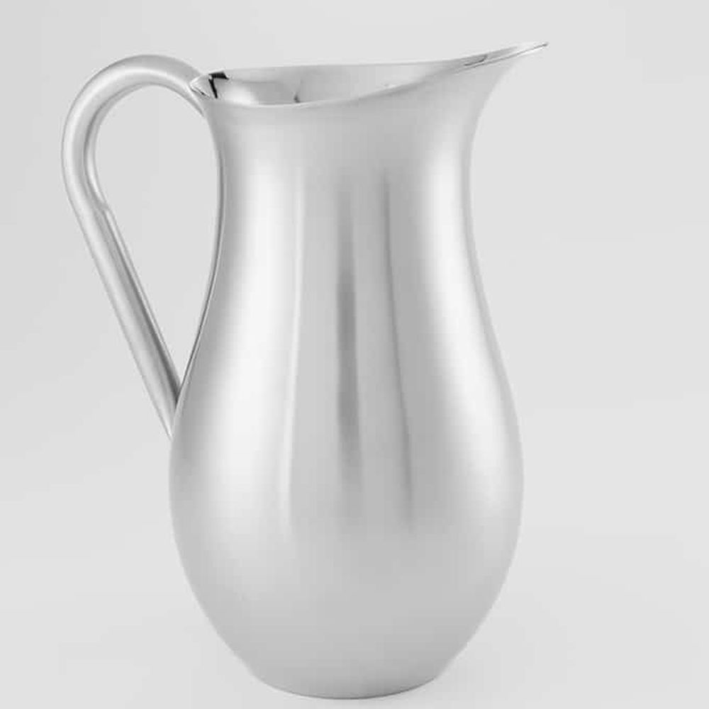 American Metalcraft Silver Satin Finish Stainless Steel Double Wall Bell Pitcher With Handle, 64 Ounce Capacity -- 4 Per Case
