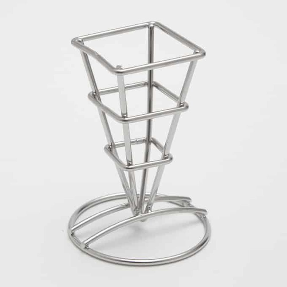 American Metalcraft Silver Stainless Steel Square Fry Cone Holder, 5 1⁄4 Inch Height -- 48 Per Case