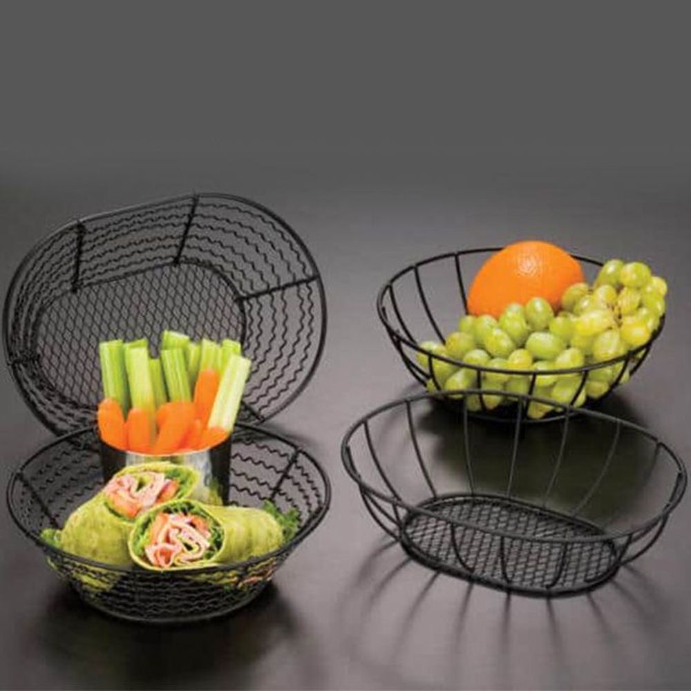 American Metalcraft Black Wrought Iron Mesh Bottom Straight Sided Oval Basket, 9 X 6 X 2-1/2 Inch -- 48 Per Case