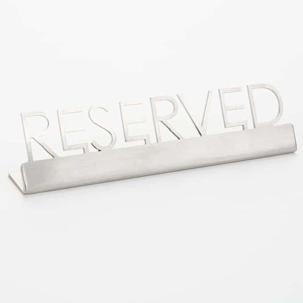American Metalcraft Silver Stainless Steel Reserved Laser Cut Sign, 5 X 7/8 X 1-1/4 Inch -- 144 Per Case
