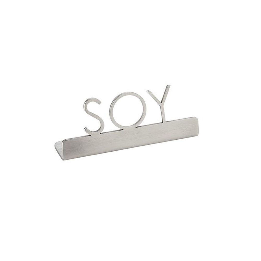 American Metalcraft Silver Stainless Steel Soy Laser Cut Sign, 3 X 7/8 X 1-1/4 Inch -- 144 Per Case
