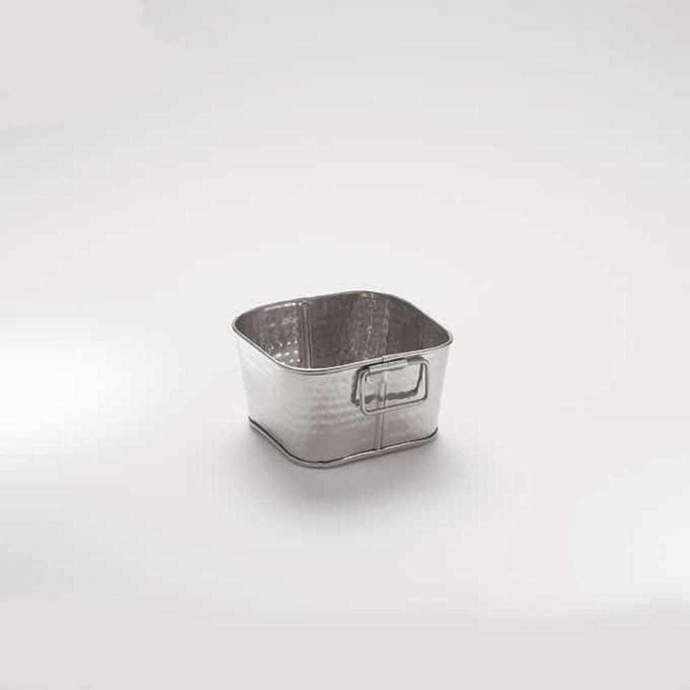 American Metalcraft Silver Hammered Stainless Steel Square Tub, 6 Inch Square X 3-1/4 Inch Height -- 24 Per Case