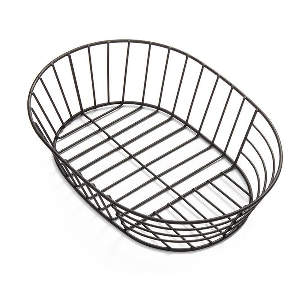 American Metalcraft Black Powder Coated Iron Oval Stria Basket, 11 X 8 X 2-1/2 Inch -- 48 Per Case