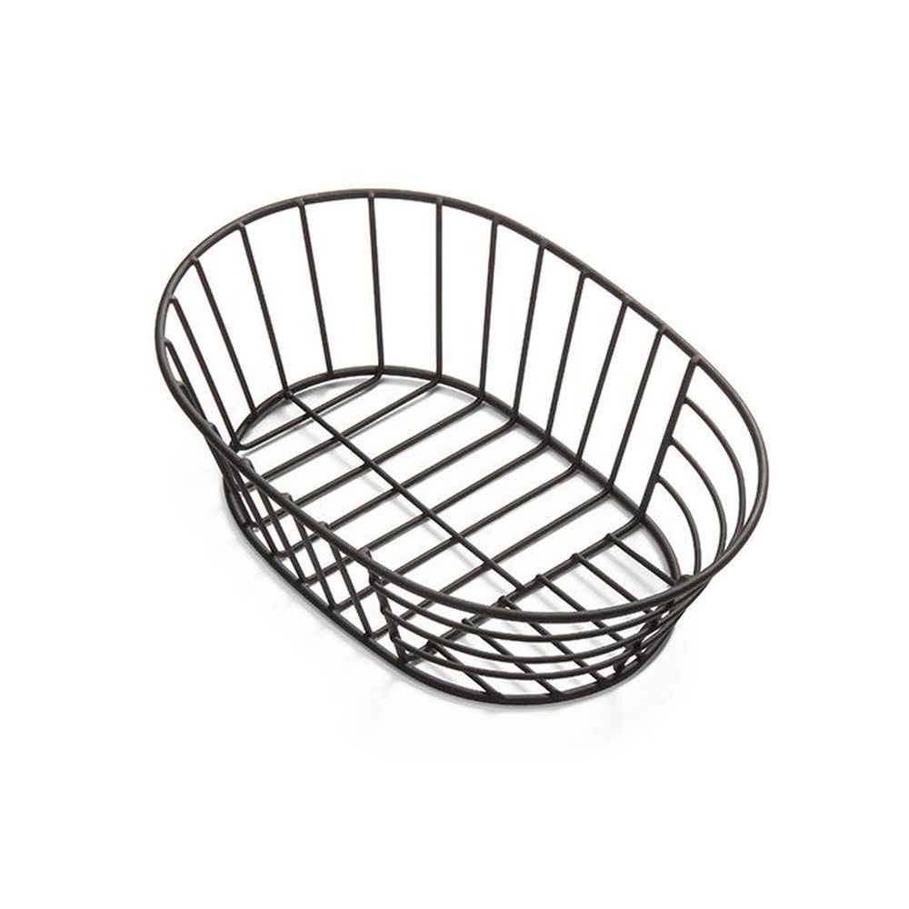 American Metalcraft Black Powder Coated Iron Oval Stria Basket, 9 X 6 X 2-1/2 Inch -- 48 Per Case