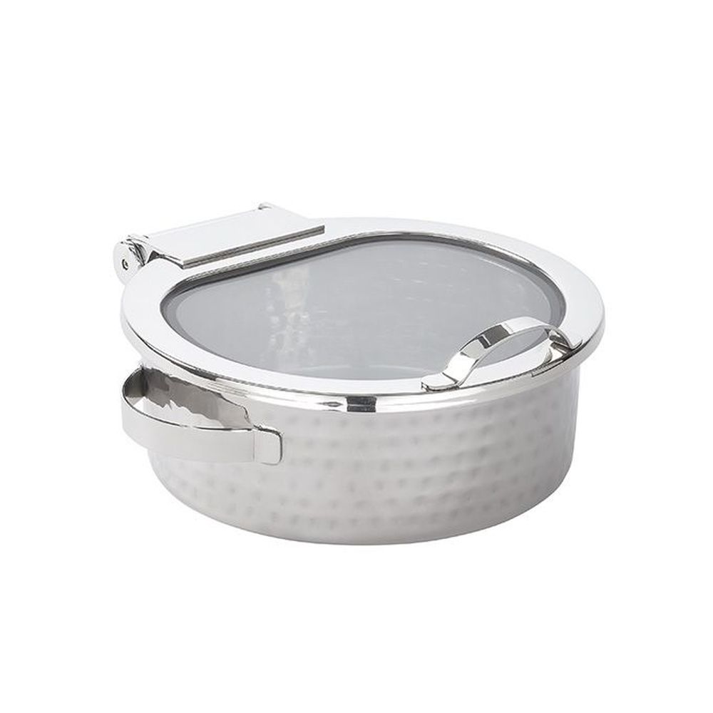 American Metalcraft Silver Hammered Stainless Steel Round Chafer, 5 Quart Capacity