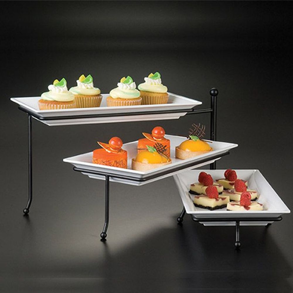 American Metalcraft Black Steel Rectangular Three Tiered Stand Only, 17-3/8 X 7-1/2 X 10 Inch -- 2 Per Case