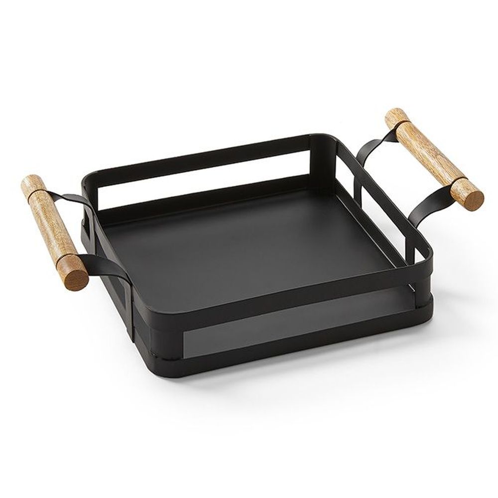 American Metalcraft Iron And Oar Collection Black Iron Square Condiment Rack With Wood Handle, 8-1/2 Inch Square X 4 Inch Height -- 6 Per Case