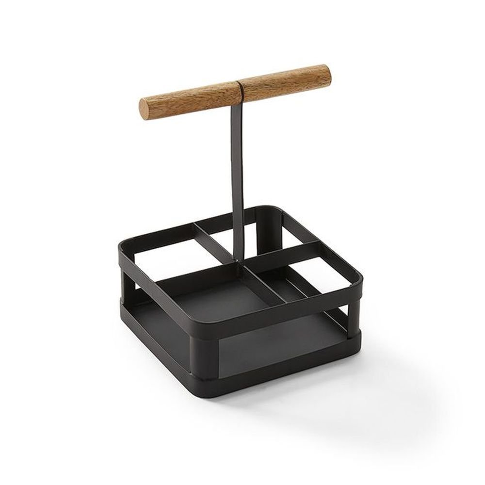 American Metalcraft Black Iron Flight Caddy With Wood Handle, 5-7/8 Inch Square X 9 Inch Height -- 8 Per Case