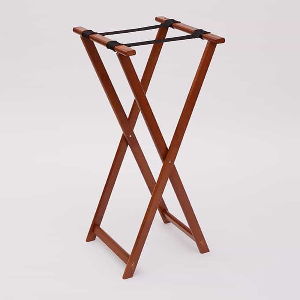 American Metalcraft Walnut Rubber Wood Tray Stand, 18 Inch Width X 38 Inch Height