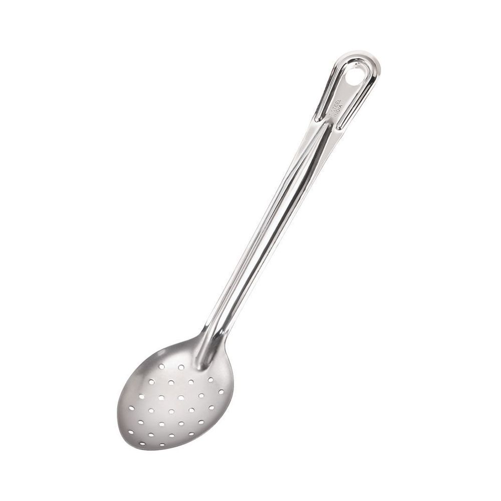 Browne Conventional Stainless Steel Mirror Finish 1.0 Mm Thickness Perforated Serving Spoon, 15 Inch