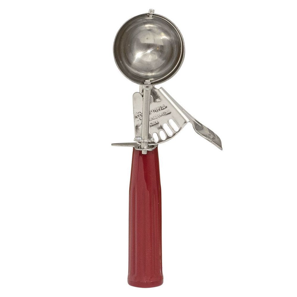 Browne 18/8 Stainless Steel Standard Size Disher With Red Handle, 1.35 Ounce