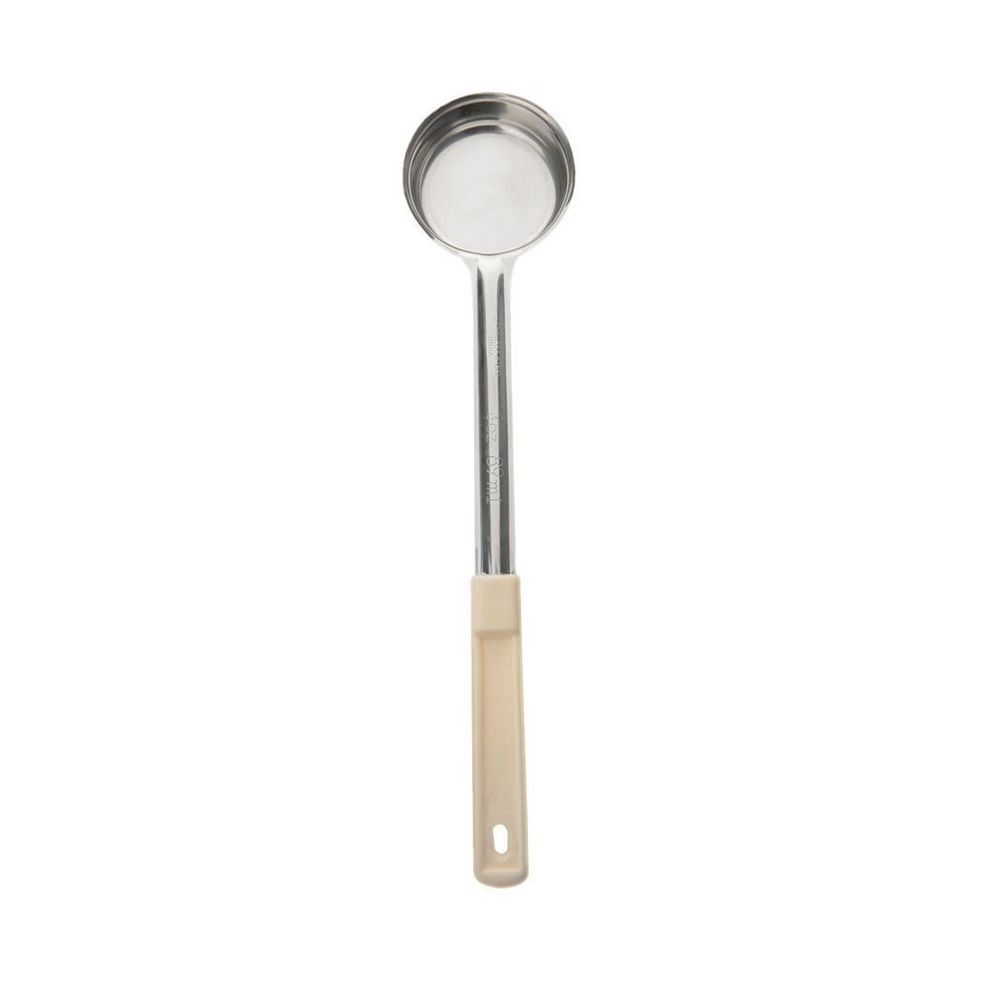Browne Stainless Steel One Piece Perforated Portioner With Beige Handle, 3 Ounce Capacity