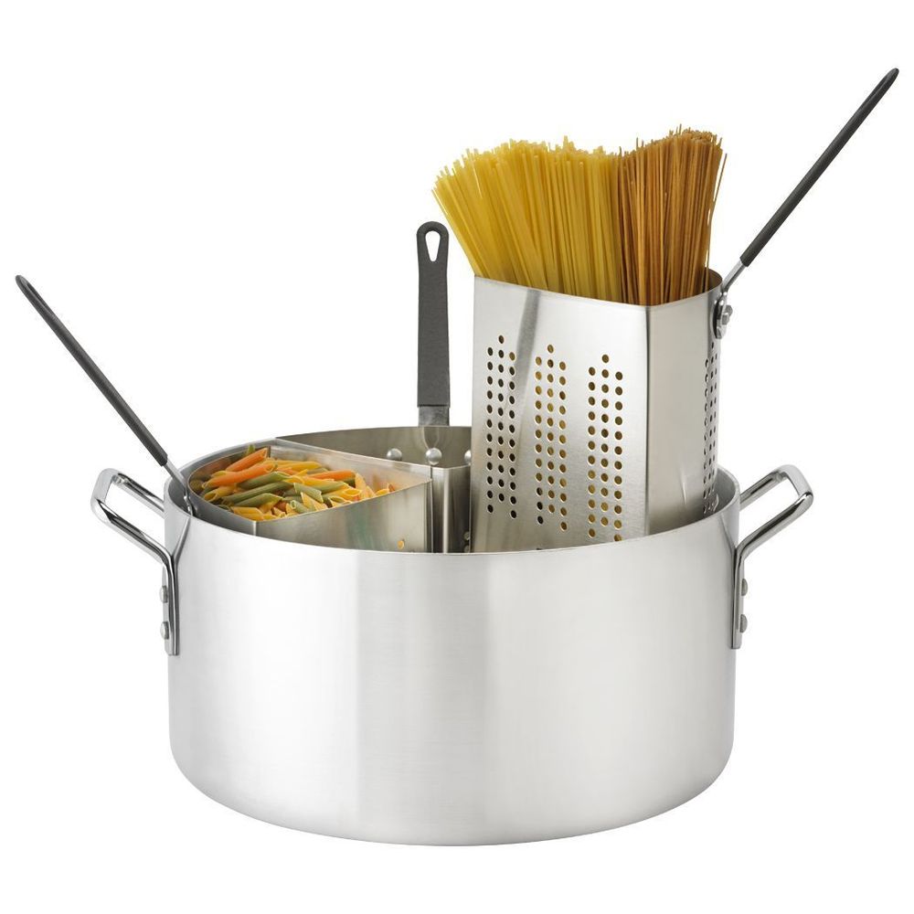 Browne Thermalloy Aluminum Standard Weight Pasta Cooker With 4 Inserts, 20 Quart Capacity