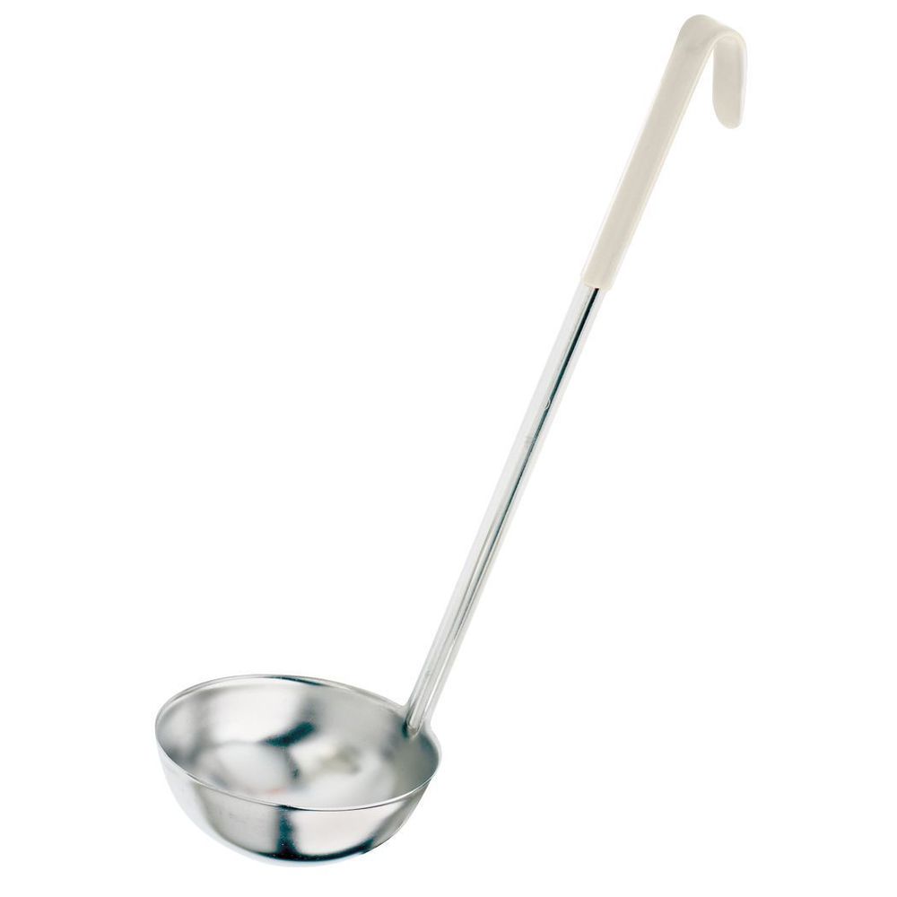 Browne Stainless Steel One Piece Ladle With Ivory Handle, 3 Ounce Capacity