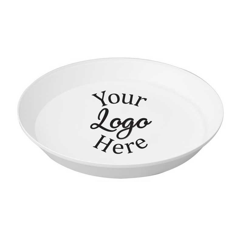 High Impact Styrene White Round Serving Tray with 2 COLOR Custom Logo