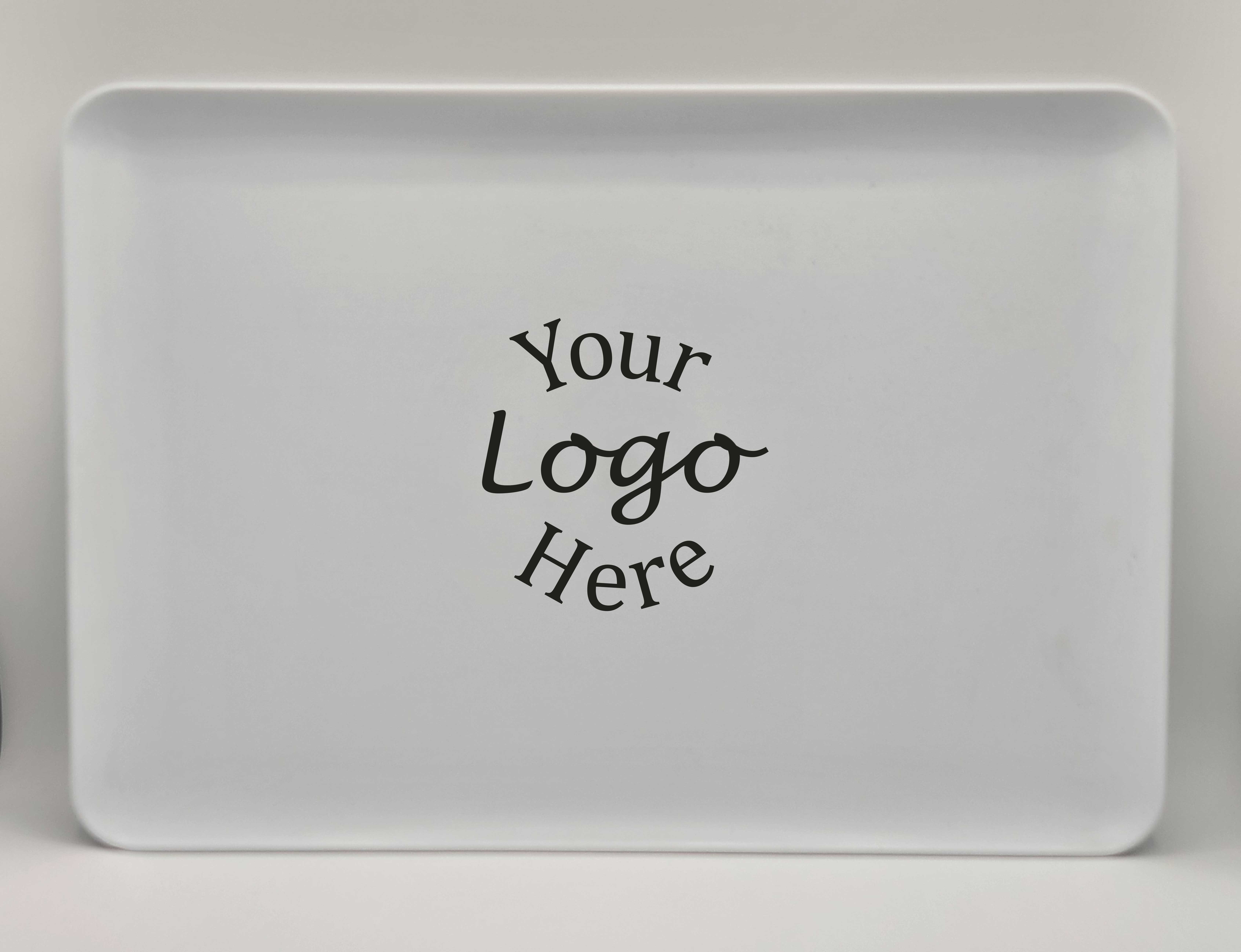 12 X 18 High Impact Polystyrene White Serving Tray with 1 COLOR Custom Logo