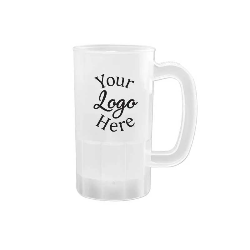 Lesko Polypropylene Natural Stein With 1 Color Custom Logo, 14 Ounce -- 100 Per Case