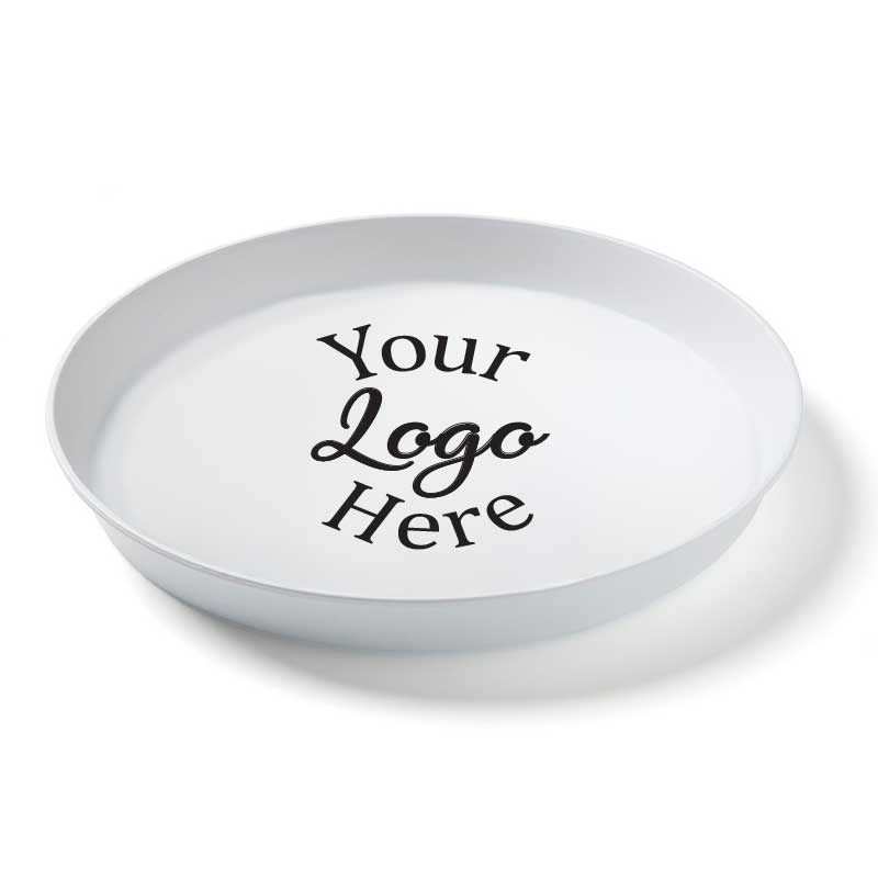 Lesko Hips White Round Serving Tray With 1 Color Custom Logo, 16 Inch -- 12 Per Case